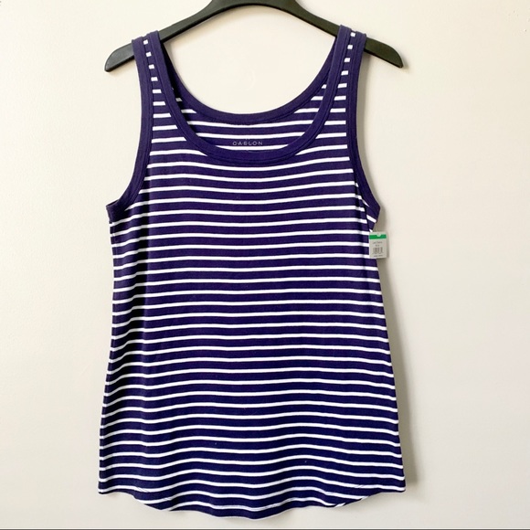 NWT Caslon Blue/White Stripped Tank Top - Picture 2 of 7